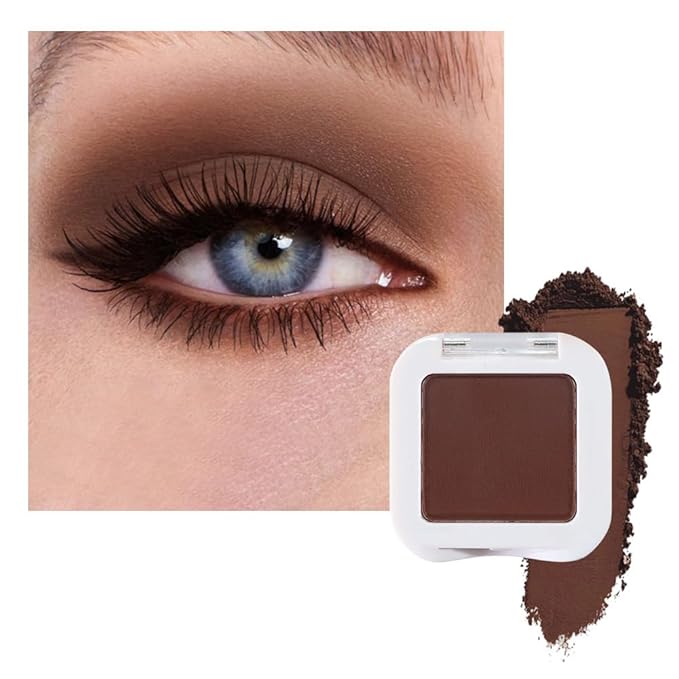 evpct Dark Brown Matte Eyeshadow Singles, Coffee Mocha Cocoa Chocolate Brown Cream Single Matte Eye Shadow Palette Makeup for Older Women, High Pigment Waterproof Monochrome Mini Eyeshadow Palette-Velvo Beauty