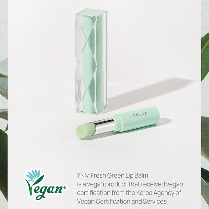 YNM Fresh Green Lip Balm 4g, Certified Vegan, Non-Sticky Sleep Lip Mask, k-beauty, Made in Korea, Irrtation index of 0.000, Super centella complex, Centella asiatica extract-Velvo Beauty
