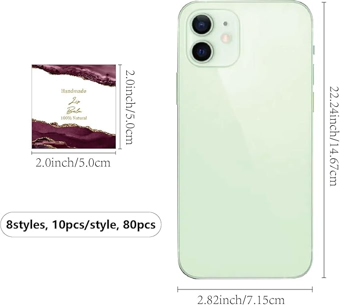 CRASPIRE 80Pcs 8 Styles Lip Balm Sticker Vintage Quicksand Background Self-Adhesive Homemade Lip Balm Labels Vintage Square DIY Label Stickers for Lip Balm Containers Cosmetics Lipsticks-Velvo Beauty