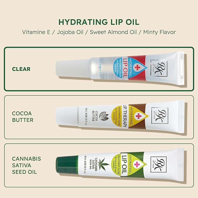 Ruby Kisses Hydrating Lip Oil Clear RLO01 (Clear&Cocoa Butter&Hemp Seed)-Velvo Beauty