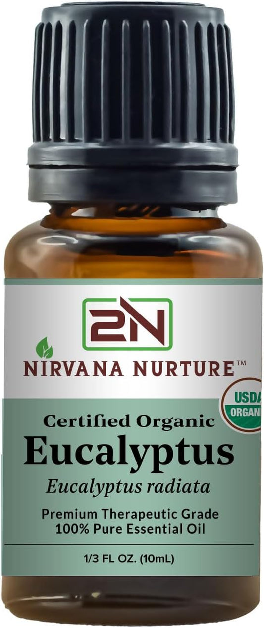 Eucalyptus Essential Oil USDA Certified Organic 100% Pure Premium Therapeutic Grade, Undiluted - Aromatherapy Diffuser for Calm and Relaxation, Skin Care, Hair Care-Velvo Beauty