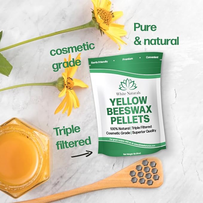 Yellow Beeswax Pellets 1lb (16oz), Pure, Natural, Cosmetic Grade, Organic, Bees Wax Pastilles, Triple Filtered, Great For Candle Making, Soap, Food Wrap, DIY Lip Balms, Lotions-Velvo Beauty