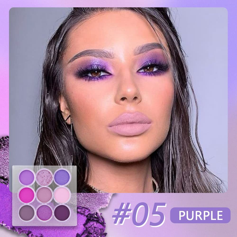 Waterproof 9-Color Shimmer & Matte Eyeshadow Palette – Long-Wearing, Highly Pigmented Glitter Powder with Matt Pink & Shiny Purple Shades.paleta de sombras-Velvo Beauty
