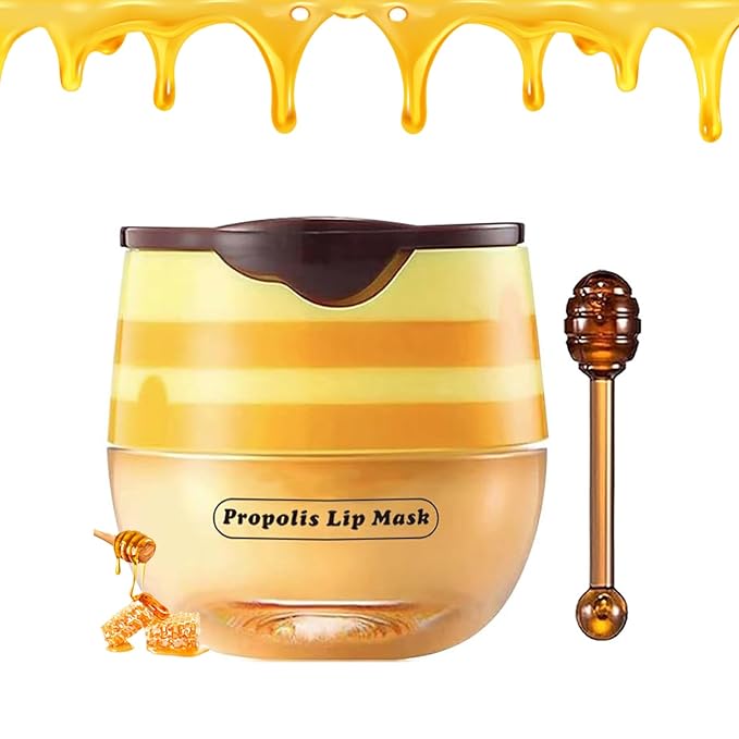1 PCS Bee Lip Balm Honey Pot, Exfoliating Honey Bee Lip Balm Sleeping Lip Mask Overnight with Sticks, Honey Pot Lip Balm Prevention Dry Hydrating and Crack Lip Scrubs-Velvo Beauty