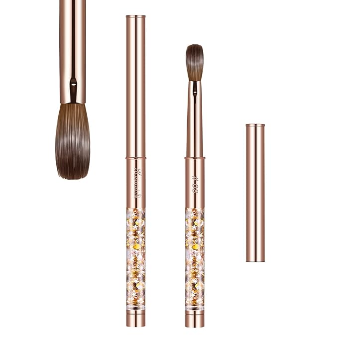 Acrylic Nail Brush Size 8,KEMEISI 100% Pure Kolinsky Nail Art Brushes Sturdy Handle Oval Shaped Acrylic Powder Nail Design Tools for Professional Manicure DIY Home Salon (Gold)-Velvo Beauty