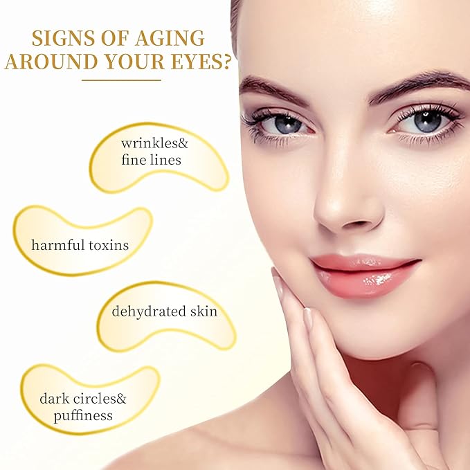 Under Eye Patches - 30 Pairs Under Eye Masks for Dark Circles and Puffiness, 24k Gold Dark Circles Under Eye Treatment for Women, Undereye Gel Patches Under Eye Bags - Reduce Wrinkles Anti-Aging-Velvo Beauty