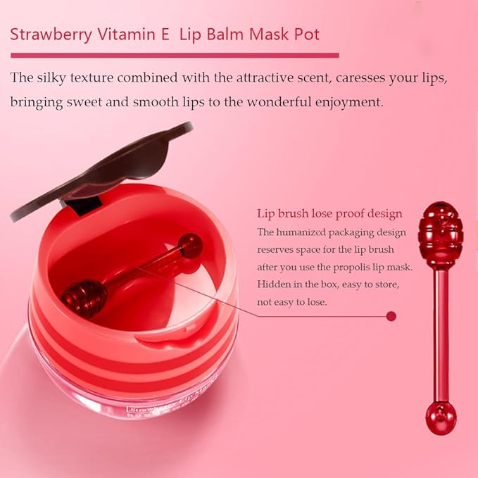 3PCS Bee Lip Balm Honey Pot, Moisturizing Propolis Lip Mask,Hydrating Prevention Dry and Cracked Lip Scrubs Exfoliator,Lip Sleep Mask Reduces Lip Lines Lip Skin Care Products-Velvo Beauty