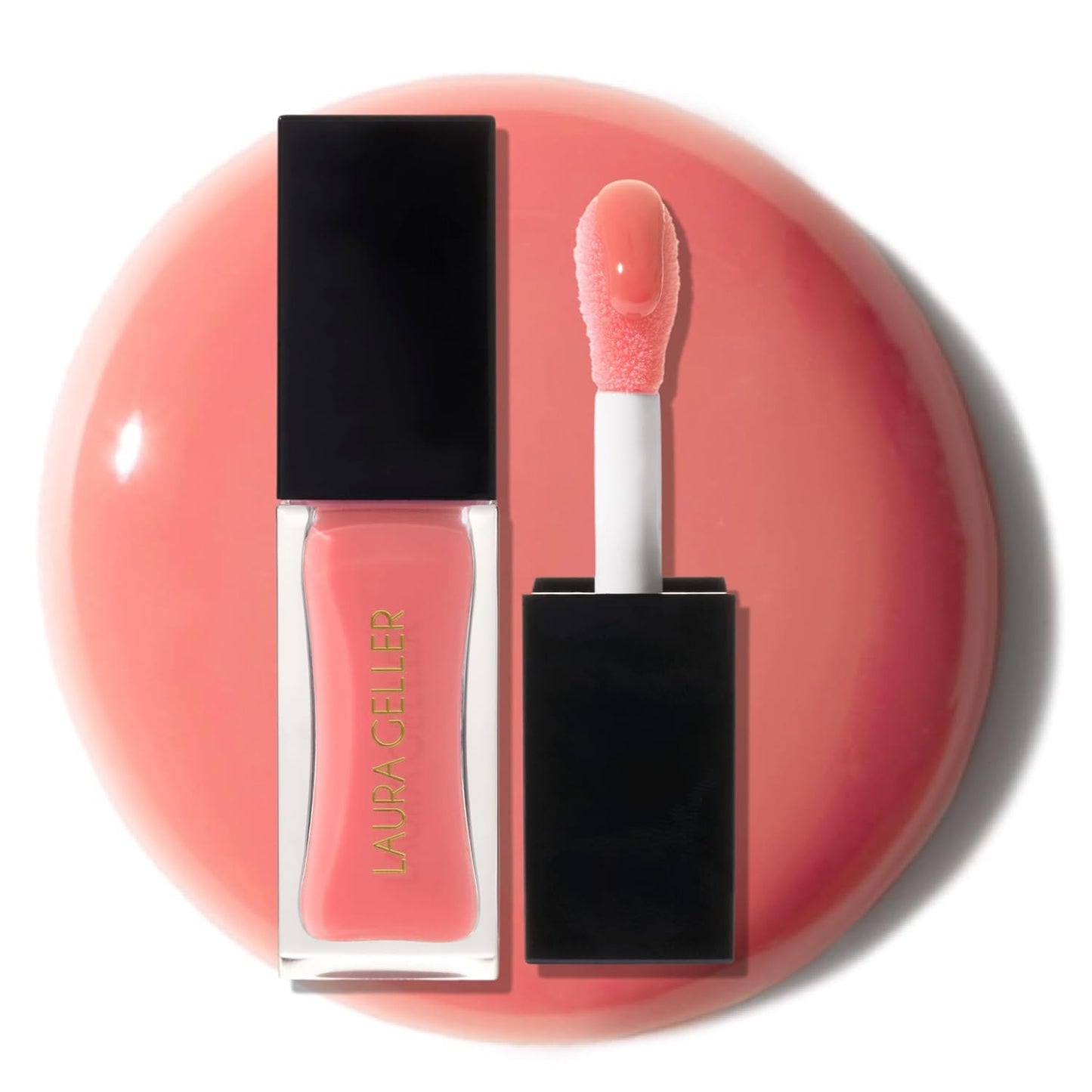 LAURA GELLER NEW YORK Fine Shine Glossy Lip Oil, Beachy Peach - Hydrating Squalane - Soft Coral Lip Gloss-Velvo Beauty