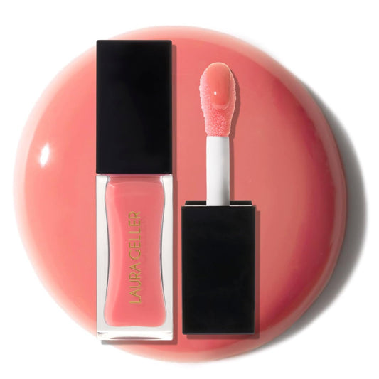 LAURA GELLER NEW YORK Fine Shine Glossy Lip Oil, Beachy Peach - Hydrating Squalane - Soft Coral Lip Gloss-Velvo Beauty