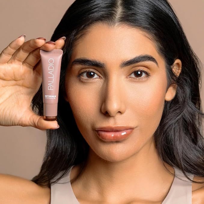 Palladio Butter Balm - Hydrating Lip Balm with Sheer Tint, Aloe, Peptides, Shea Butter, and Vegan Formulation for Instant Moisture, Shine, and Soothing Lip Care, Caramel Glazed-Velvo Beauty