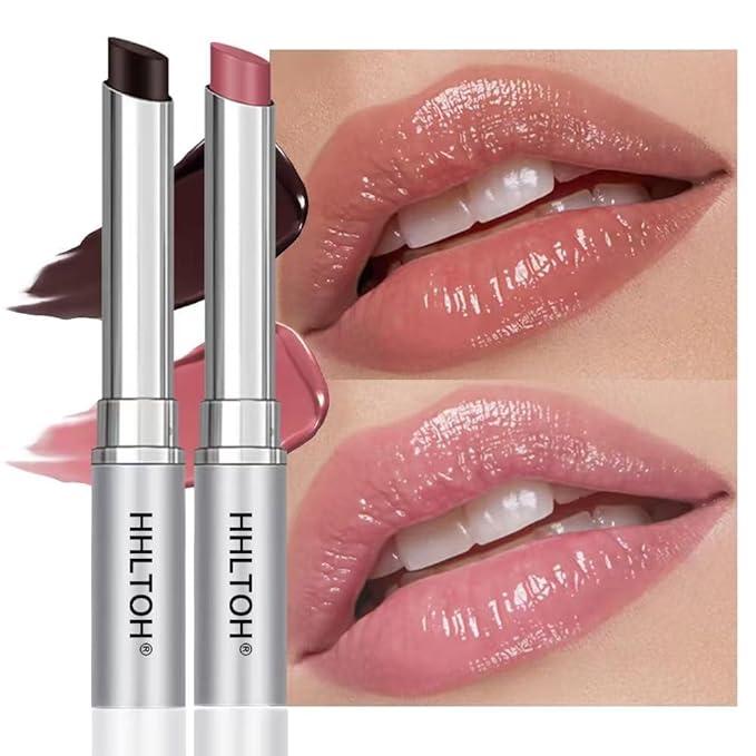 2PCS Honey Tinted Lips Balm Lipstick - Sheer Hydrating Lipstick for All Skin Tones - Moisturizing Lip Balm, Nourishing Lip Balm – Bálsamo Labial Hidratante con Color,Natural Cherry Black & Pink-Velvo Beauty