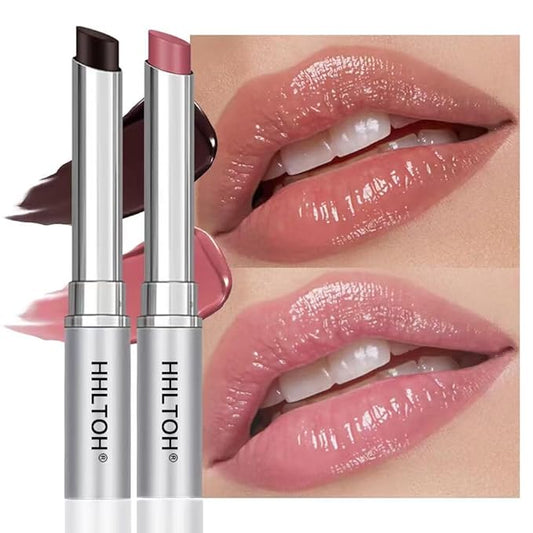 2PCS Honey Tinted Lips Balm Lipstick - Sheer Hydrating Lipstick for All Skin Tones - Moisturizing Lip Balm, Nourishing Lip Balm – Bálsamo Labial Hidratante con Color,Natural Cherry Black & Pink-Velvo Beauty