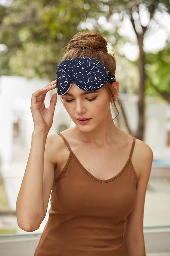 ALASKA BEAR Sleep Mask Women Men with Molded Eye Cups, Well-Contoured 3 D Extra-Plush Soft Memory Foam Blackout Eye Mask Zero Pressure on Eyelids & Eyelashes w Earplugs Set - Silent Night Stars-Velvo Beauty