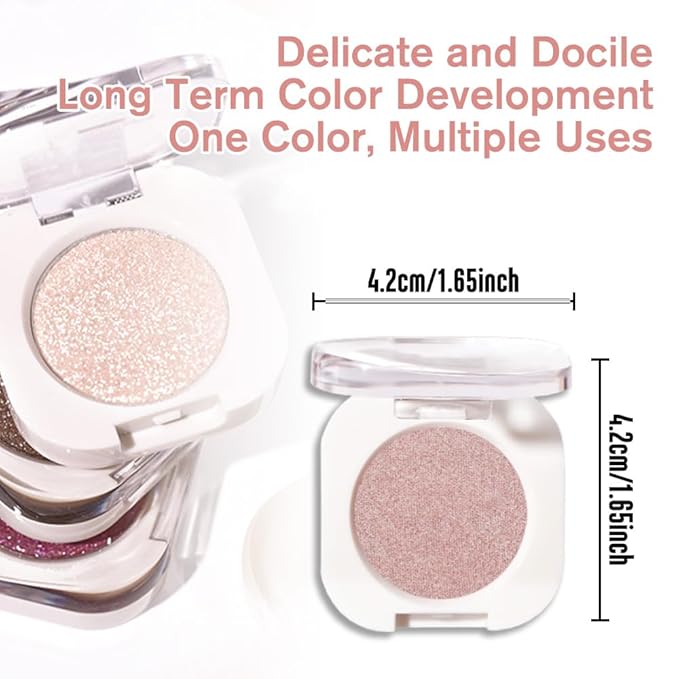 Champagne Shimmer Single Eyeshadow Makeup, Neutral Powde Eye Shadow for Women, Rose Gold Beige Glitter Singles Eyeshadow Palette Pigmented Waterproof, sombras para ojos,Girls Eyeshadows Gift-Velvo Beauty