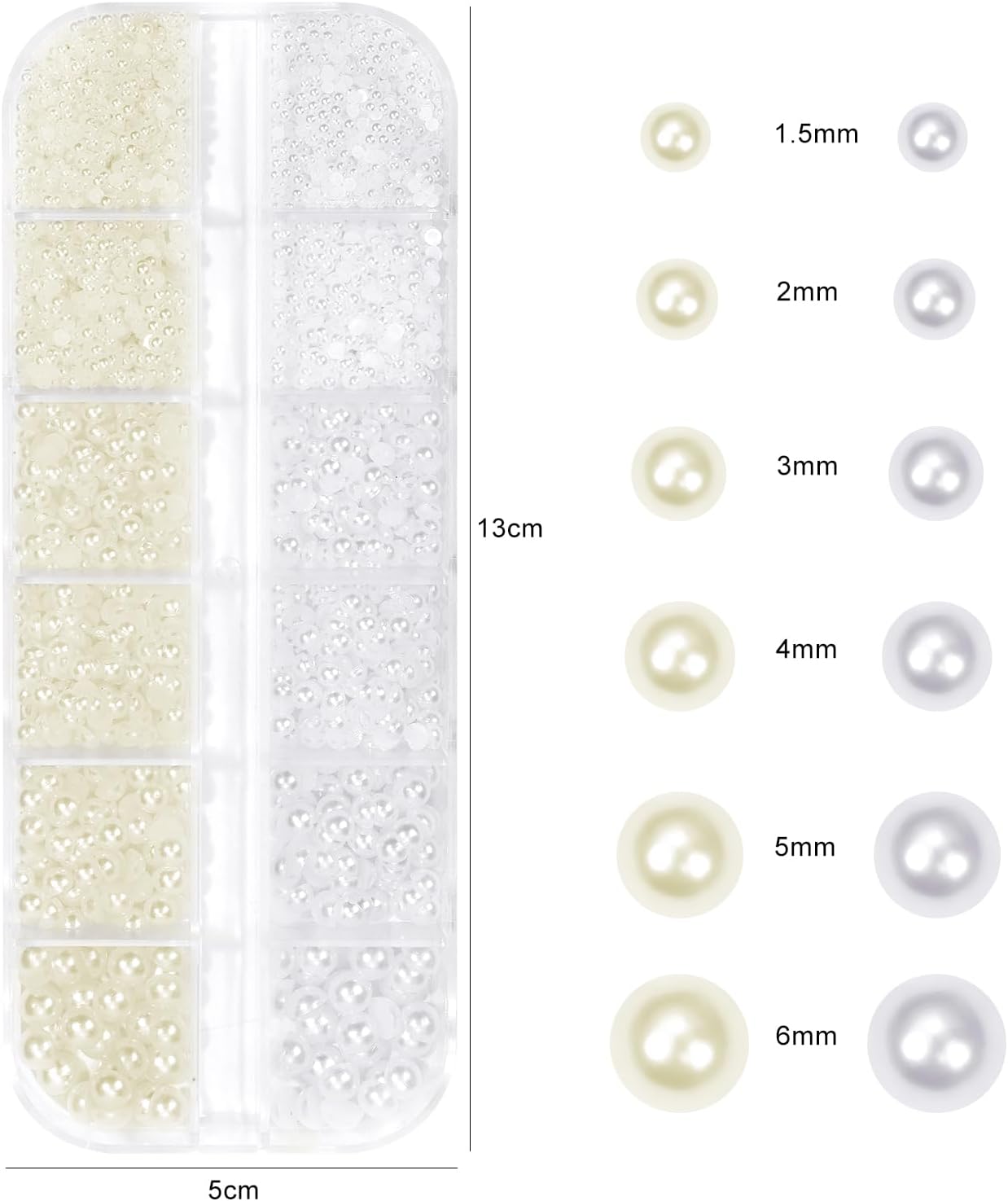 Flatback Rhinestones Half Pearls for Crafting, 1.6-4mm Colorful Crystal AB Rhinestones and 1.5-6mm Small Pearls for Bedazzling, Clothes and Nails Art-Velvo Beauty