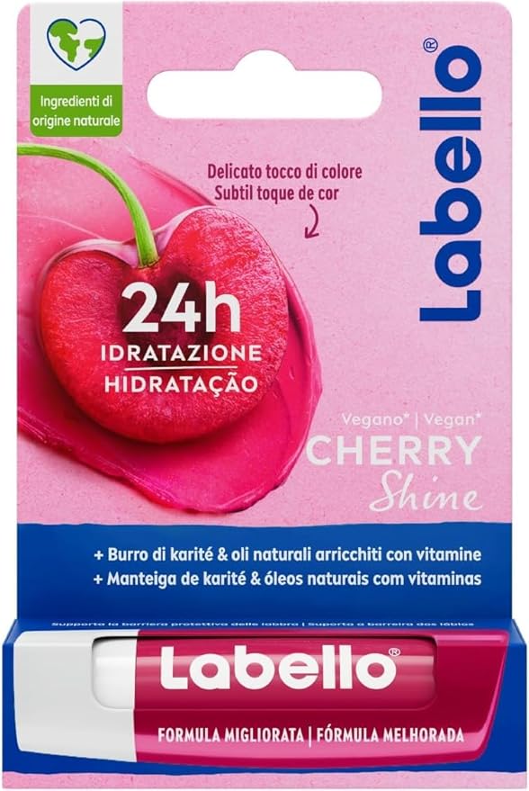 3 LABELLO CHERRY FRUITY SHINE LIP BALM STICK CARE BEAUTY SOFT SMOOTH SPF 10 NEW-Velvo Beauty
