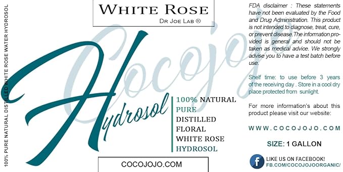 Dr Joe Lab White Rose Water Hydrosol - Natural Distilled Bulgarian Non-GMO Vegan Hydrating Toning Spray Mist Face Hair Skin Pores Locs Dreads - Packaging May Vary (1 Gallon)-Velvo Beauty