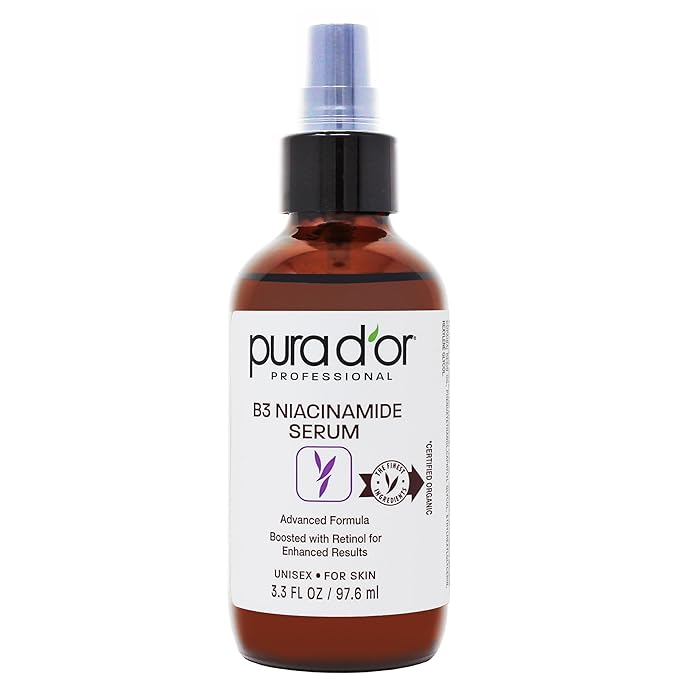 PURA D'OR 3.3 Oz B3 Niacinamide Advanced Facial Serum - Skin Care Formula with Retinol For Wrinkles, Hydration & Radiant Complexion - All Skin Types, Hypoallergenic - Women & Men-Velvo Beauty