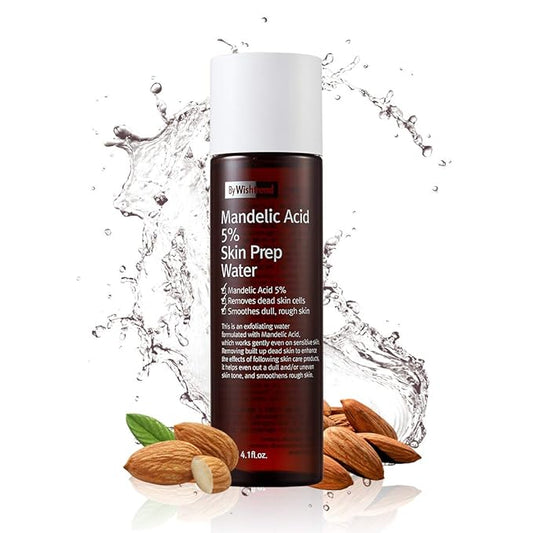 BY WISHTREND Mandelic Acid 5% Skin prep Water, Gentle Skin Renewal, Korean Exfoliator, Aha Bha Toner, for Sensitive Skin, Helping clogged pores, Glow up (4.1 Fl Oz (Pack of 1))-Velvo Beauty
