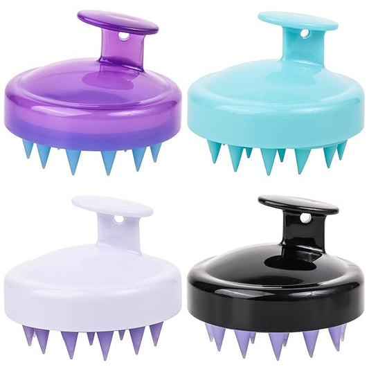 4 Pcs Hair Shampoo Brush Scalp Massager Silicone Scalp Scrubber air Washing Tool for Shower-Velvo Beauty
