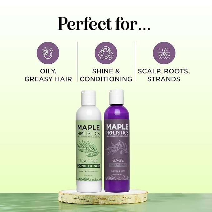 Sulfate Free Shampoo and Conditioner Set - Tea Tree Sage and Rosemary Shampoo and Conditioner for Dry Flaky Scalp Care - Deep Cleansing Color Safe Shampoo and Conditioner for Damaged Dry Hair Care-Velvo Beauty