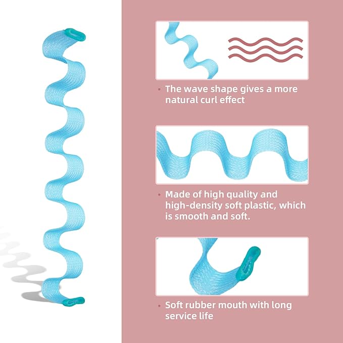 30pcs Wave Curlers Rollers Kit with Styling Hooks, Heatless Spiral Curls for Medium and Long Hair 17.8(45 cm)-Velvo Beauty