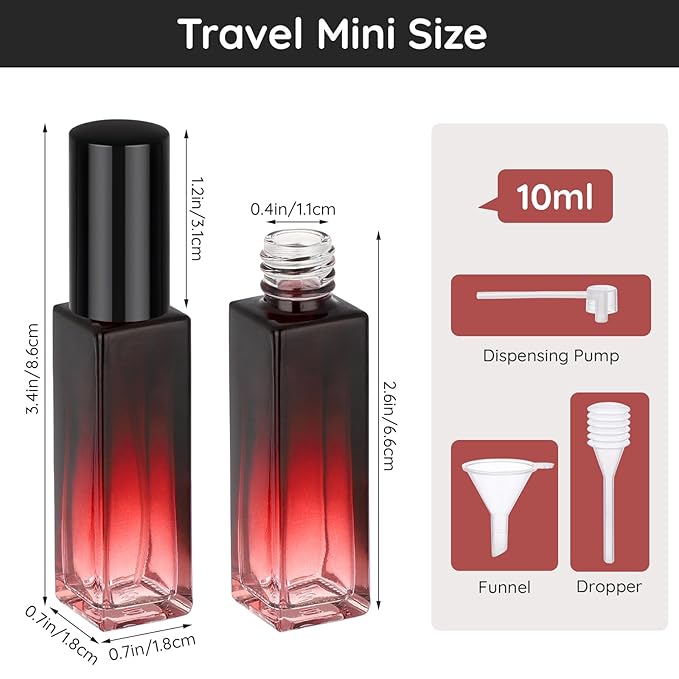 Segbeauty 0.34oz Perfume Atomizer for Travel, 5pcs Glass Refillable Perfume Spray Bottle, 10ml Mini Travel Size Cologne Sprayer Portable, Small Cologne Bottles with Clear Transfer Tool Set-Velvo Beauty