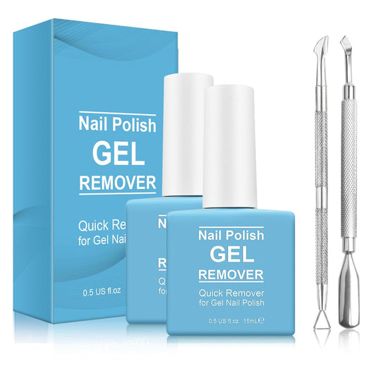 2 Pack Gel Nail Polish Remover, Gel Polish Remover for Nails, Easily Magic Soak-Off Gel Polish in 2-5 Minutes - Safe, No Need For Foil, Soaking Or Wrapping (with 1 Cuticle Pusher and Nail Scraper)-Velvo Beauty