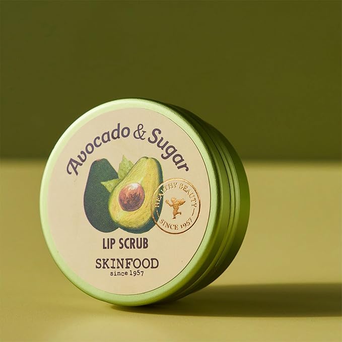 SKINFOOD Avocado Rich Lip Scrub 14g - Removes Dead Skin and Lip Nourishing & Moisturizing and Minerals, Soft Smooth Lips Scrub - Plump Lip Scrub - Dead Skin Lip Scrub for Smooth and Plump Lips-Velvo Beauty