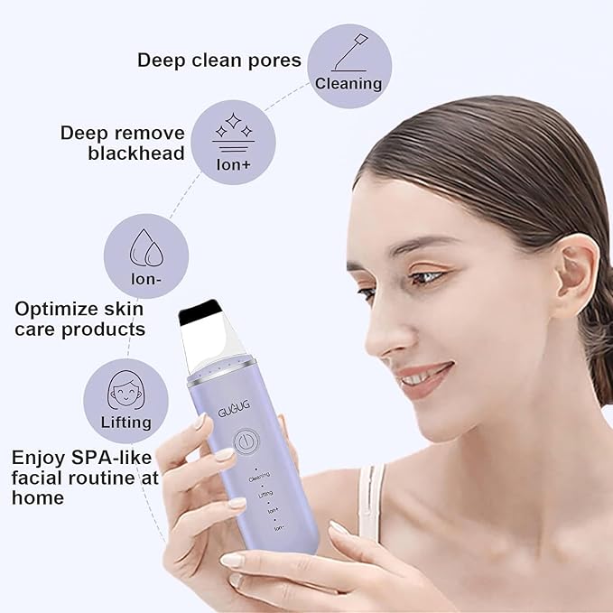 GUGUG Skin Scrubber Face Spatula Skin Spatula Pore Cleaner Blackhead Remover Tools for Facial Deep Cleansing-4 Modes, Purple-Velvo Beauty