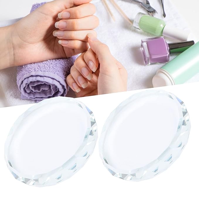 Nail Palette Board, Nail Art Palette,2PCS/set Nail Art Palettes Color Mixing Toning Glass False Eyelash Glue Hold Makeup Pallet for Acrylic Manicure-Velvo Beauty