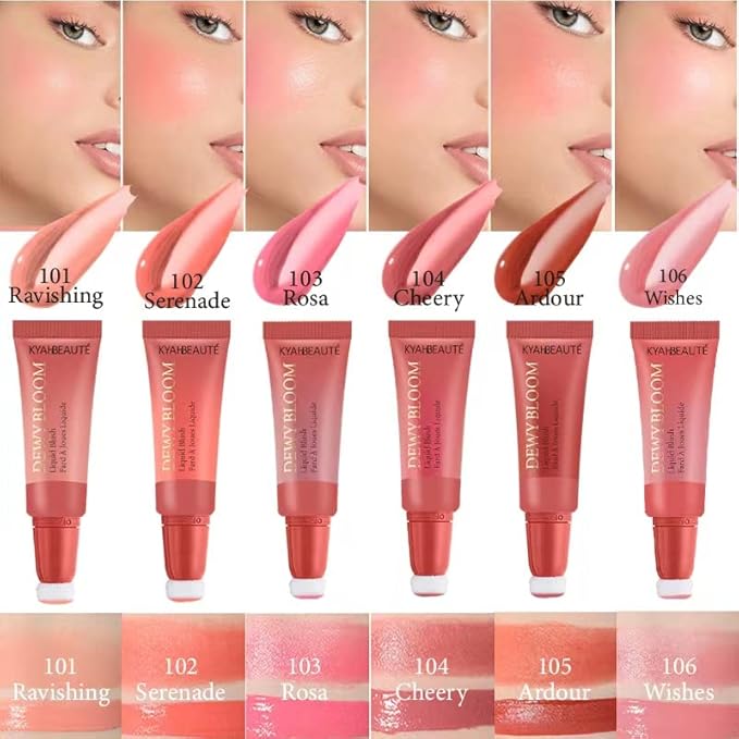 Blush Beauty Wand, Liquid Blush Contour Wand with Cushion Applicator, Smooth Cream Blush Wand Natural Matte Finish, Lightweight Blendable Blush Stick Makeup for Cheek,106 Peach Pink-Velvo Beauty