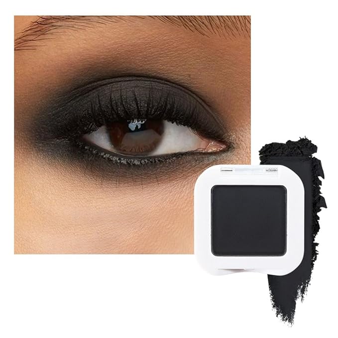 evpct Matte Black Single Eye Shadow Palette Makeup for Older Women, Black Cream Eye shadow Palette Single for Older Women Matte, High Pigment Waterproof Monochrome Mini Eyeshadow, sombra de ojos-Velvo Beauty