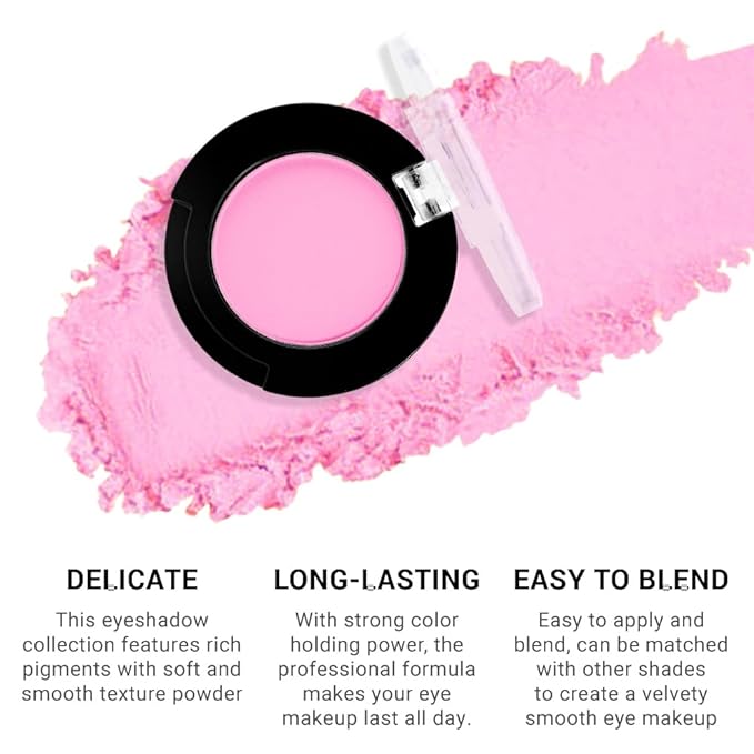 Monochrome Matte Eyeshadow Makeup Palette, Highly Pigmented Purple Pink Eyeshadow Palette, Matte Pressed Powder Eye shadow Makeup, Single Vegan Eye Shadow, Daily Evening Women Girls Eyeshadow Gift 4#-Velvo Beauty