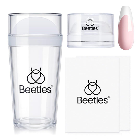 Beetles Nail Stamp, 4Pcs French Tip Tool Easy Manicure Nail Stamper Single Head Soft Silicone Long & Short French Tip Stamp Tool with 2Pcs Nail Scraper Decorations Gift for Women-Velvo Beauty