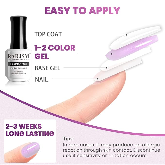 RARJSM Pearl Gel Builder Nail Polish Purple Hard Gel in a Bottle Mermaid Shell Glitter Pearlescent Thick Extension Structure for Nails 15ml Soak Off Curing Requires Salon Home DIY Beginner Use-Velvo Beauty