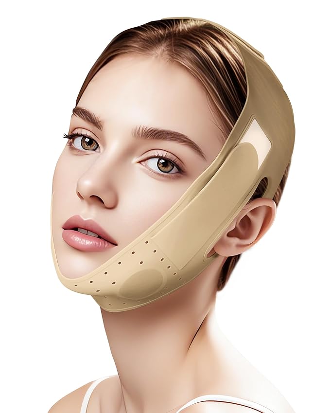 Reusable V Line Silicone Face Strap, Soft Silicone Chin Strap for Women 23-27 Inches (Skin yellow)-Velvo Beauty