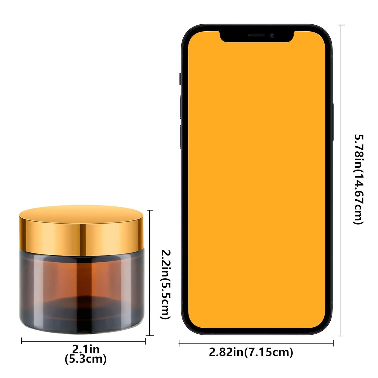 Lil Ray 2 Oz Glass Cream Jars with Gold Lid, Empty Amber Glass Containers, Refillable Cosmetic Vials for Lotion, Ointment (12 PCS)-Velvo Beauty