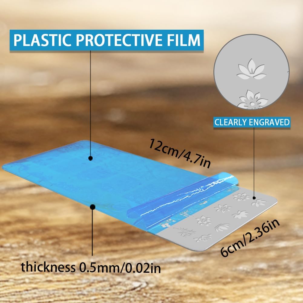 3Pcs Traditional Chinese Style Nail Stamping Plate Set Bamboo Floral Steel Nail Stamp Templates Clear Silicone Nails Stamping with Stamper Scraper for Manicure Printing-Velvo Beauty