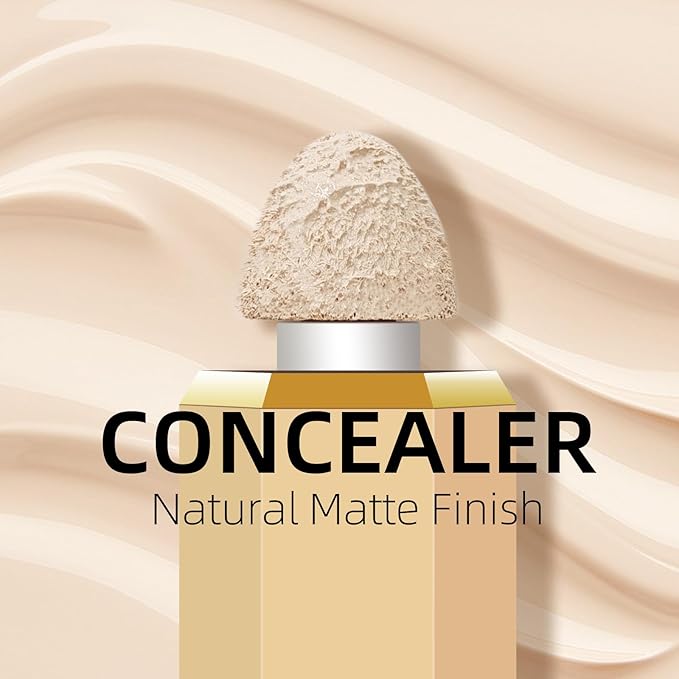 Liquid Concealer Makeup, Full Coverage Concealer, Cream Face Concealer with Cushion Applicator, Highly Pigmented, Natural-Looking, Hydrating, Waterproof Concealer (#04 Ivory)-Velvo Beauty