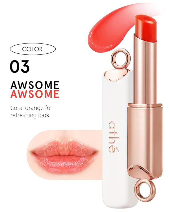 ATHÉ Authentic Lip Balm 03 AWESOME (Tinted), Lightweight Wear & Plumping Lips without Stickiness, Moisturizing & Nourishing Plant-Based Vegan Chapstick for Dry, Petrolatum Free, Cruelty-Free-Velvo Beauty