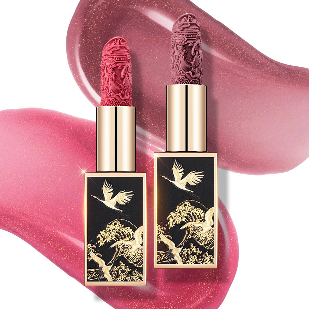 Catkin Moist Lipstick Hydrating High Impact Color Infused with Vitamin E and Avocado Oil Smooth Soft Texture Long Lasting Red Glow Finish 2pcs 07-Velvo Beauty