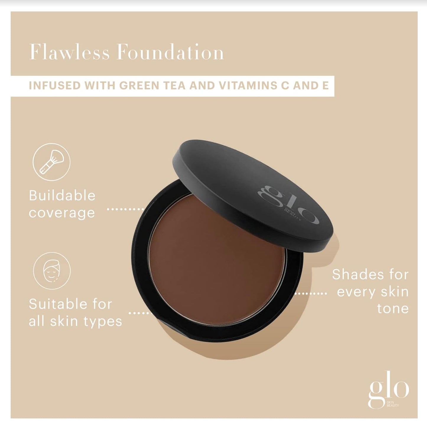 Glo Skin Beauty Pressed Base Powder Foundation Makeup (Cocoa) - Flawless Coverage for a Radiant Natural, Second-Skin Finish-Velvo Beauty