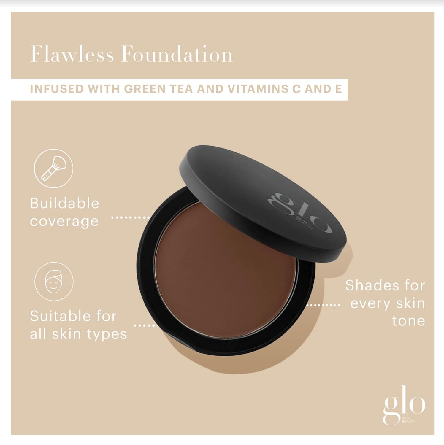 Glo Skin Beauty Pressed Base Powder Foundation Makeup (Cocoa) - Flawless Coverage for a Radiant Natural, Second-Skin Finish-Velvo Beauty
