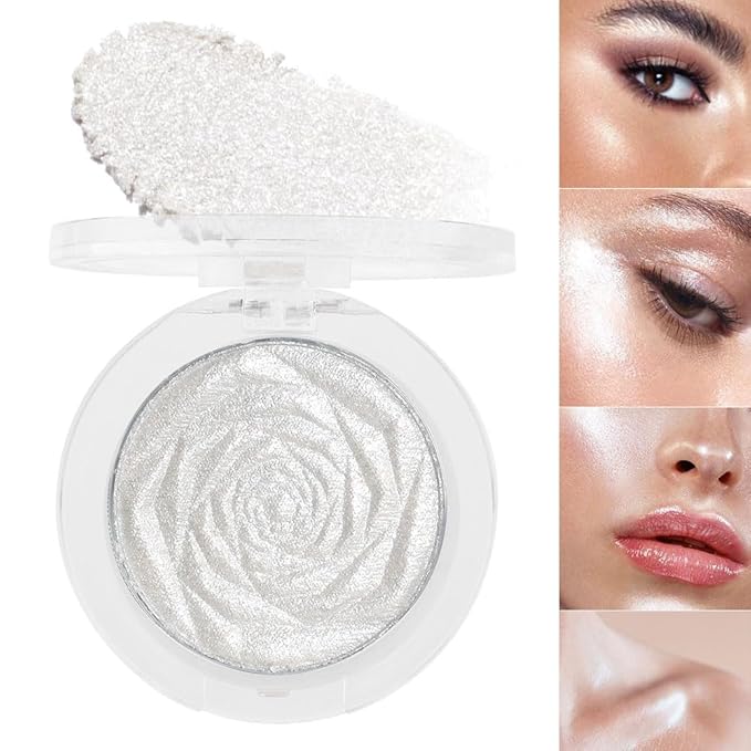 Pearl White Face Highlighter Makeup Shimmer Glitter Rose Sparkly Highlighters Makeup Powder Palette for Face Cheek Skin iluminadores iluminador (pearl white)-Velvo Beauty