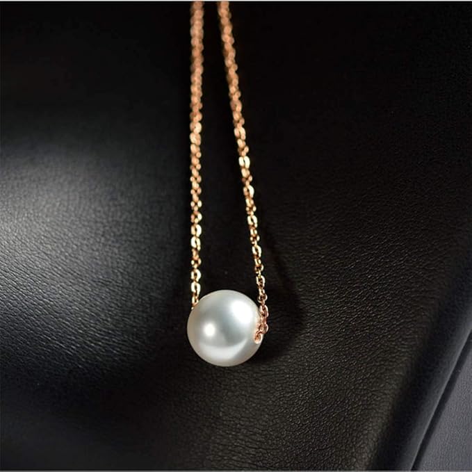 Single Pearl Pendant Necklace Chain Gold Necklace Short Necklaces for Women and Girls (Gold)-Velvo Beauty