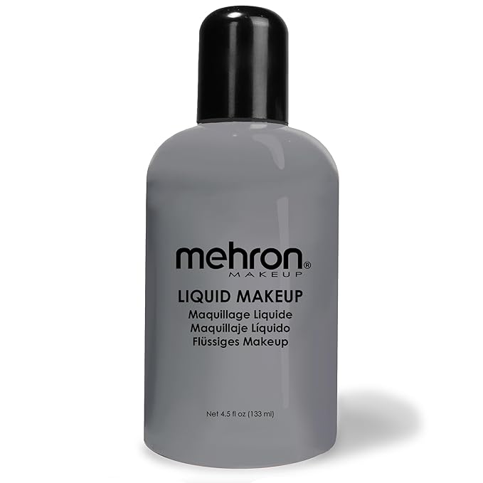 Mehron Makeup Liquid Makeup | Face Paint and Body Paint Perfect for Halloween, Cosplay I Air Brush Compatible 4.5 oz (133 ml) (MONSTER GREY)-Velvo Beauty