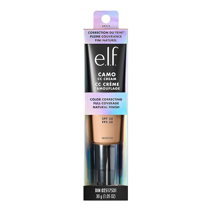 e.l.f. Camo CC Cream, Color Correcting Medium-To-Full Coverage Foundation with SPF 30, Light 210 N, 1.0 Oz (30g)-Velvo Beauty
