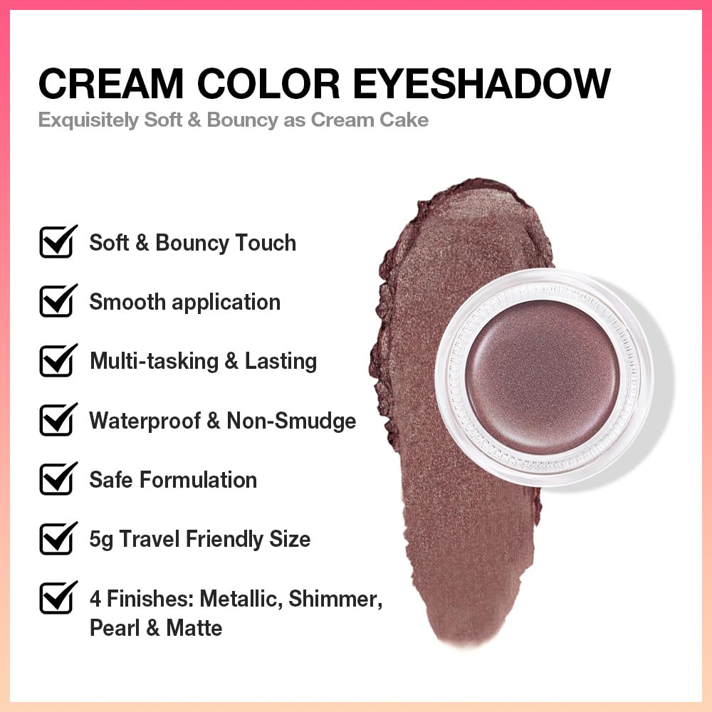 Kaely Single Cream Eyeshadow Pot, Taupe Shimmer Eye Shadow for Older Women High Pigmented Waterproof, Natural Eyeshadow Palette Makeup Brightener, sombras en crema para ojos, Blendable, R04-Velvo Beauty