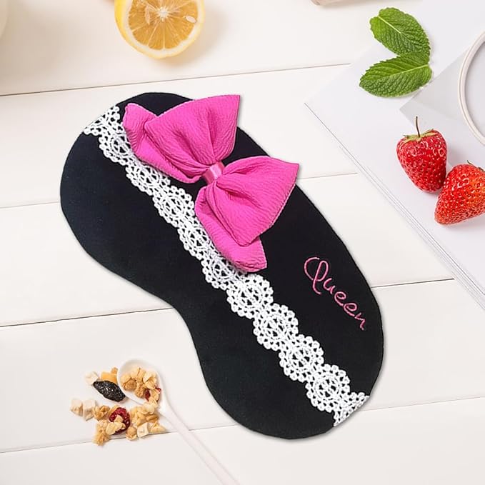 PERFECTSIGHT Bow Sleep Eye Masks, Cute Plush Sleep Eye Cover Lightweight Adjustable Eyeshade Faux Fur Mask Cover for Women Men Sleep Travel Nap-Velvo Beauty